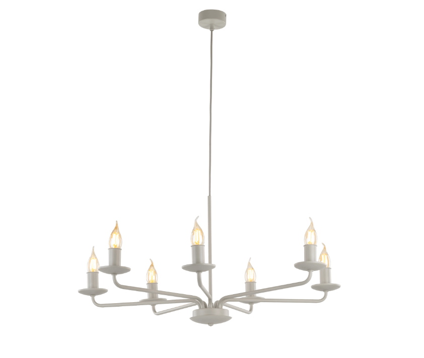 Klasyczny 7-ramienny żyrandol świecznikowy Limal w odcieniu beżu