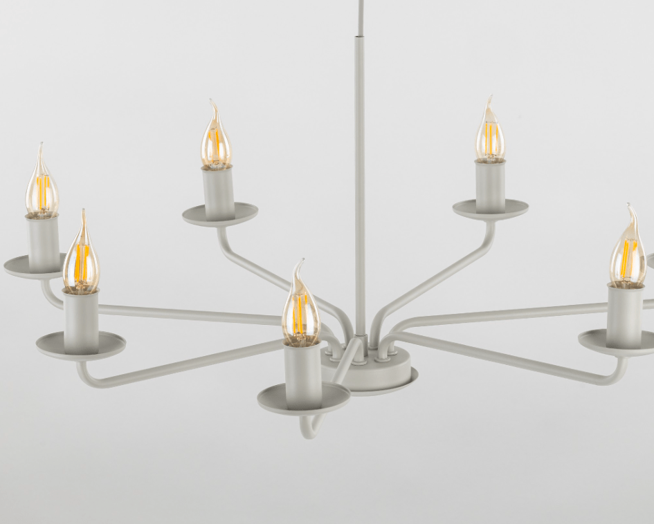 Klasyczny 7-ramienny żyrandol świecznikowy Limal w odcieniu beżu