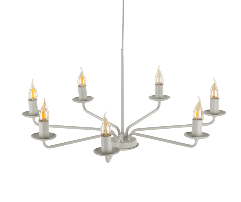 Klasyczny 7-ramienny żyrandol świecznikowy Limal w odcieniu beżu