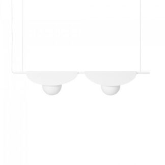 Biała wisząca lampa Sallo B z szklanymi kulami i ozdobnymi owalnymi blaszkami