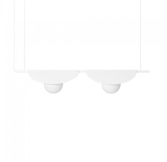 Biała wisząca lampa Sallo B z szklanymi kulami i ozdobnymi owalnymi blaszkami