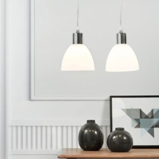 Zestaw 2 chromowanych eleganckich lamp wiszących Ray