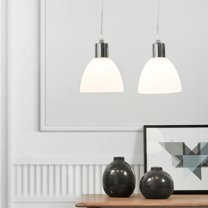 Zestaw 2 chromowanych eleganckich lamp wiszących Ray