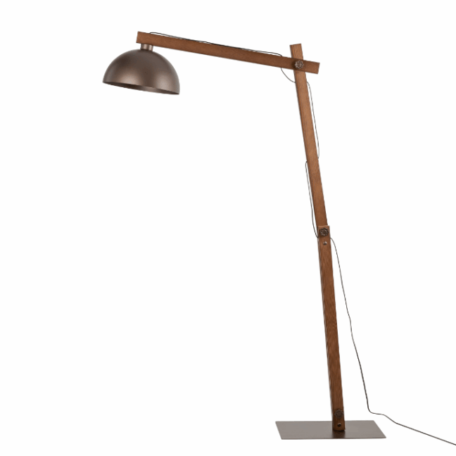 Regulowana lampa stojąca Oslo TK z drewna w brązowym odcieniu