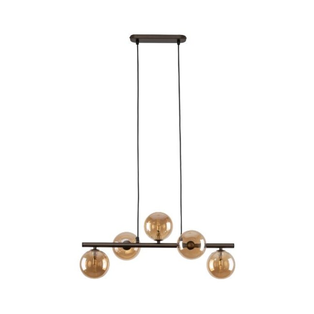 Wisząca lampa Estera TK 5 w odcieniu brązu z przezroczystymi kloszami kule.