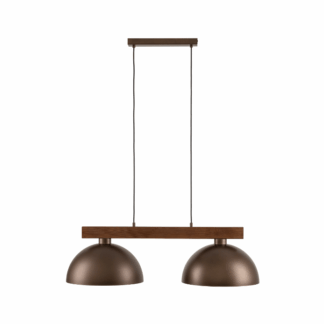 Dwupunktowa brązowa lampa wisząca Oslo TK na drewnianej belce