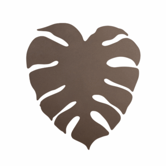 Brązowy kinkiet Monstera w kształcie ozdobnego, płaskiego liścia z odbitym światłem