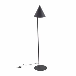 Czarna stojąca lampa Cono TK w japońskim stylu z kloszem w kształcie stożka