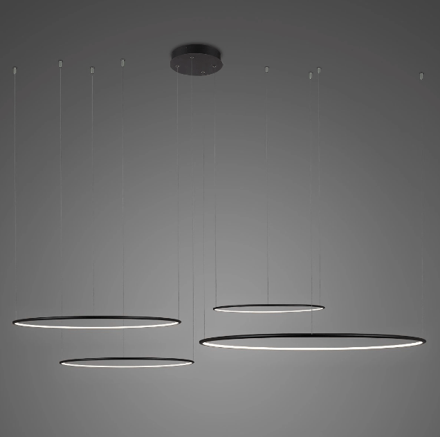 Czarna wisząca lampa LED Okręgi No.4 CO4 o średnicy 100 cm i barwie światła 3000K