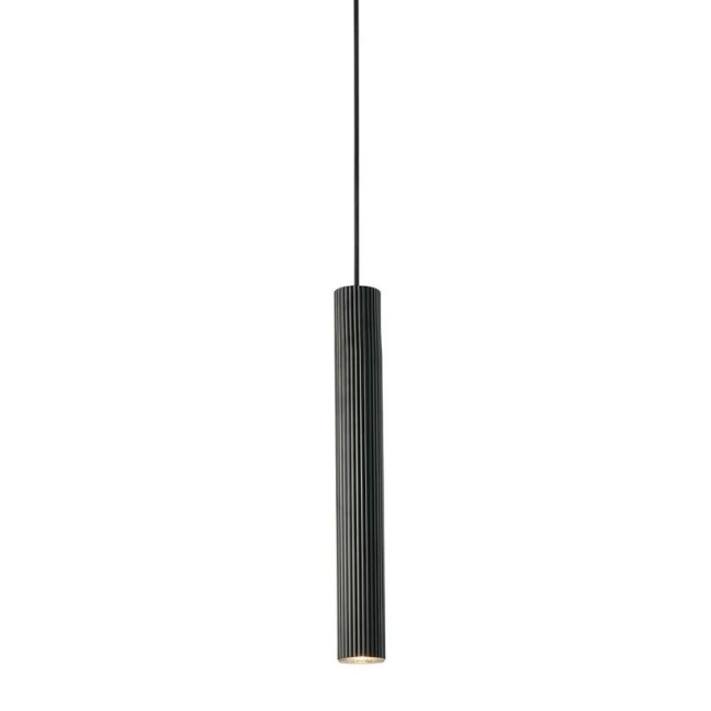 Wisząca lampa Vico z czarną, karbowaną tubą