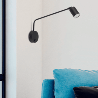 Czarny regulowany kinkiet Logan TK z obrotowym kloszem