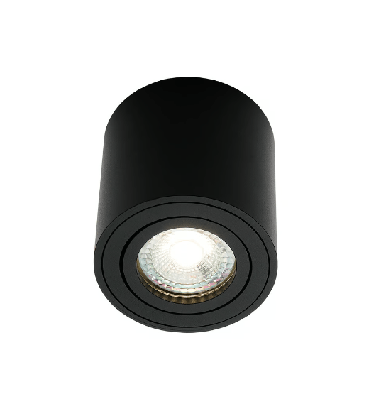 Regulowany sufitowy spot Sabonis w czarnym kolorze, wykonany z aluminium
