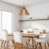 Wisząca lampa Eris Wood L w stylu boho z drewnianym, stożkowym kloszem