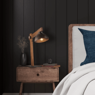 Brązowa drewniana lampka nocna Oslo TK na szafkę