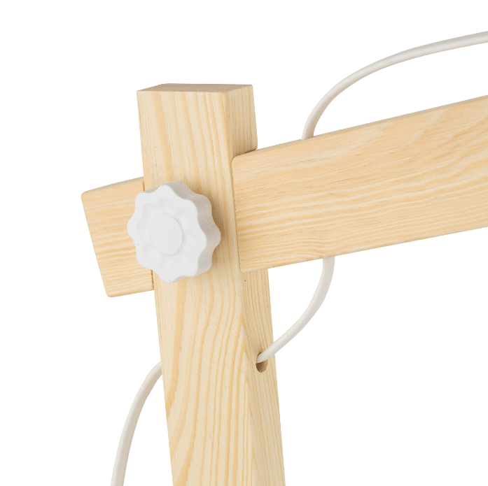 Biała lampka stołowa z drewna Oslo TK w stylu skandynawskim