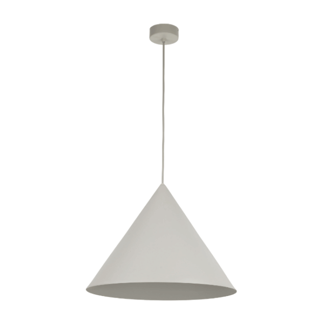 Wisząca lampa Cono XL TK w dużym rozmiarze i beżowym kolorze, o średnicy 50 cm