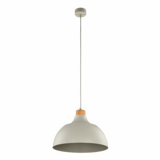 Beżowa wisząca lampa Cap TK z dekoracyjnym elementem z sosny