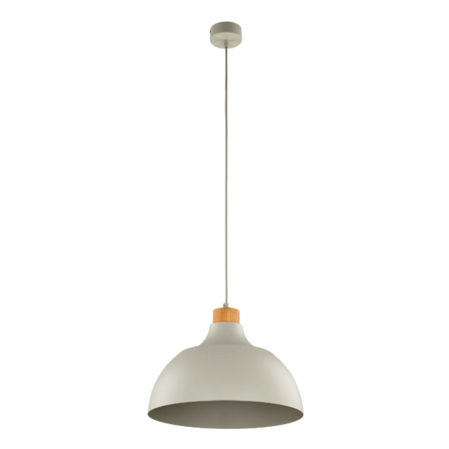 Beżowa wisząca lampa Cap TK z dekoracyjnym elementem z sosny