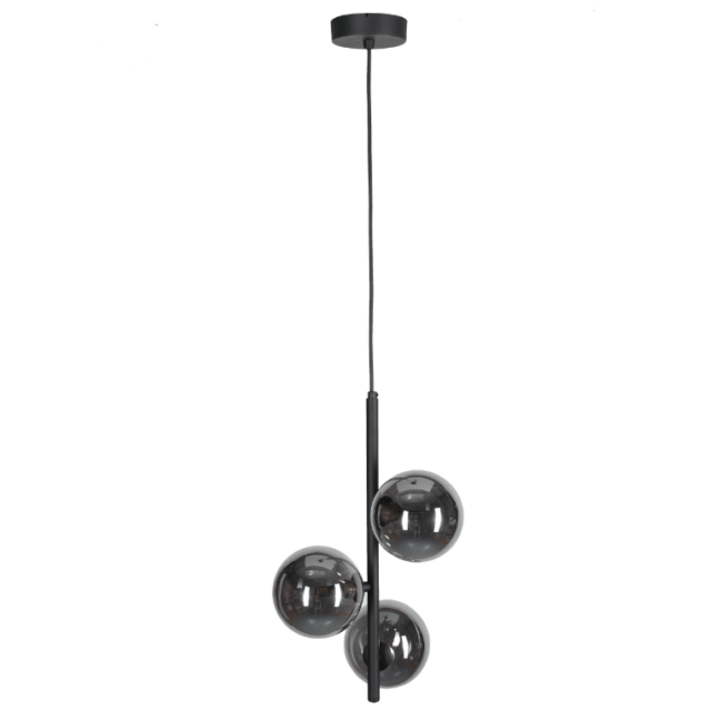 Lampa wisząca Estera 3 z przydymionymi, srebrno-szarymi kloszami
