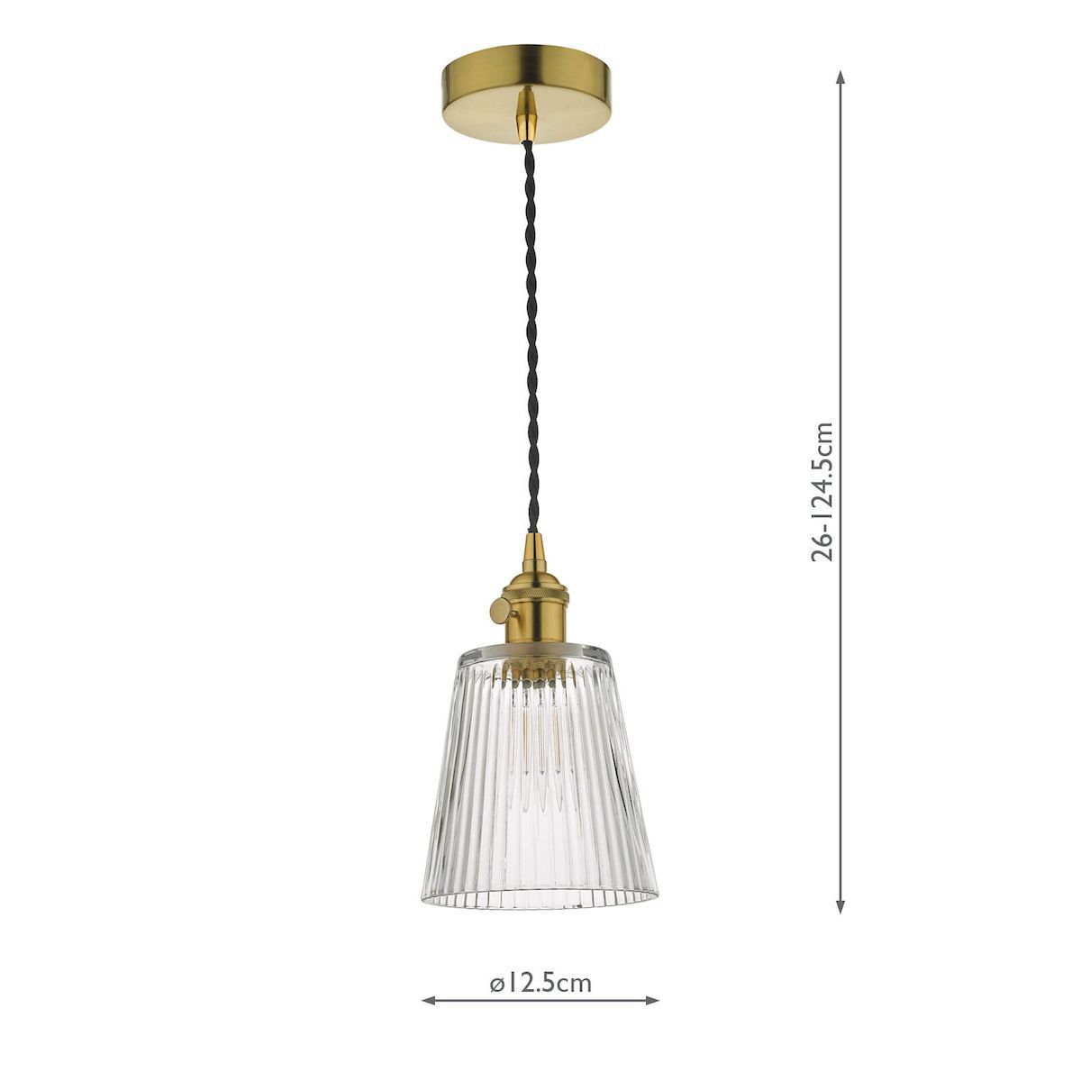 Wisząca lampa Hadano z mosiężnym wykończeniem i szklanym kloszem
