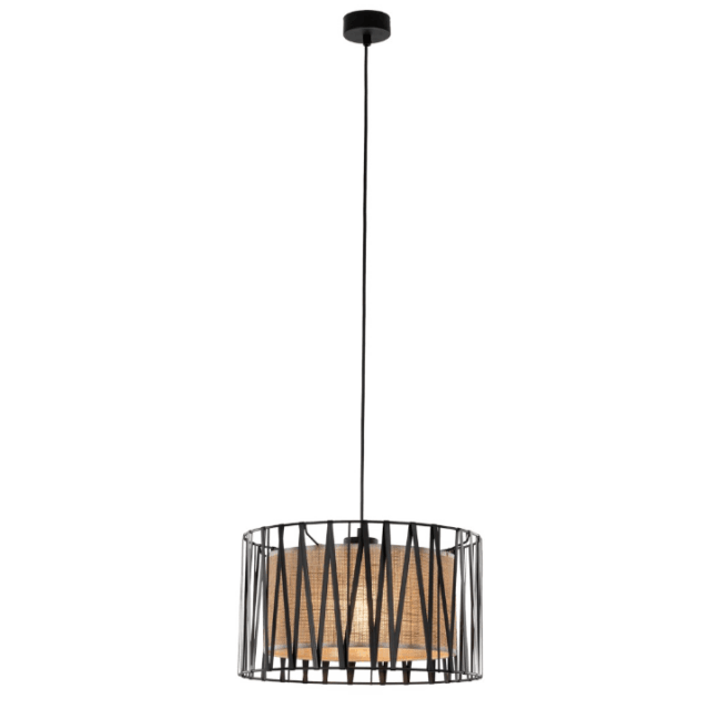 Wisząca lampa jutowa Harmony TK z ozdobną tasiemką
