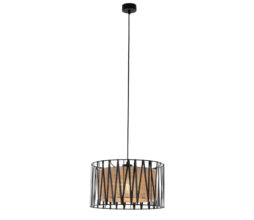 Wisząca lampa jutowa Harmony TK z ozdobną tasiemką