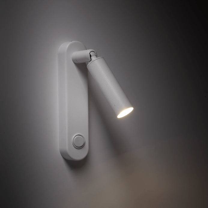 Elegancki, biały kinkiet Enzo Long TK z możliwością regulacji, idealny do sypialni