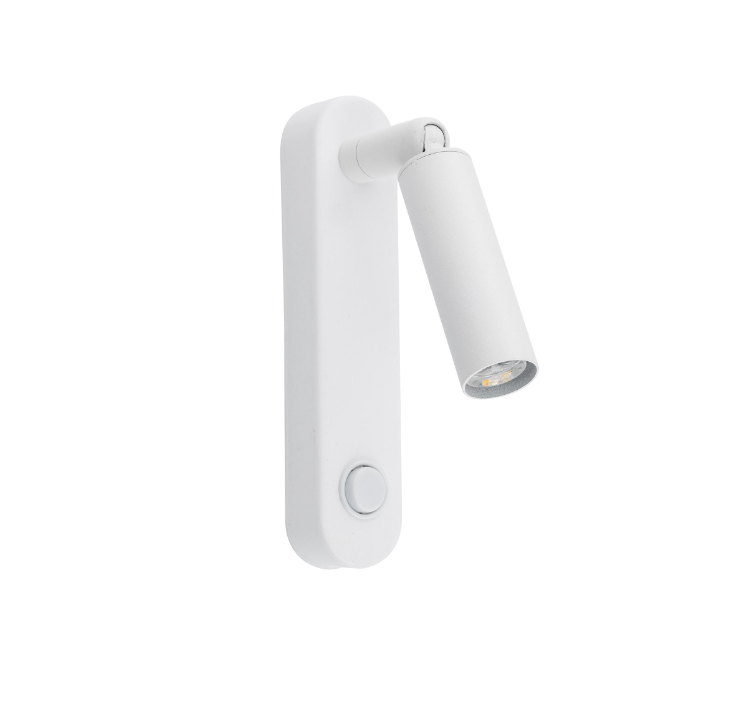 Elegancki, biały kinkiet Enzo Long TK z możliwością regulacji, idealny do sypialni