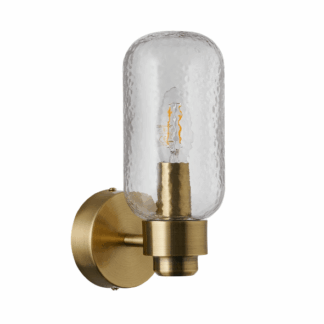 Kinkiet Tutan marki Nordlux z mosiądzu i teksturowanym kloszem