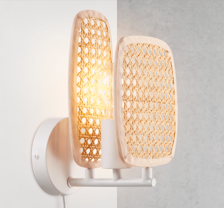 Kinkiet z rattanu w stylu boho inspirowany Bali od Nordlux