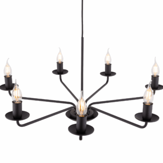 Rustykalny, klasyczny żyrandol Limal z siedmioma ramionami w stylu świecznikowym