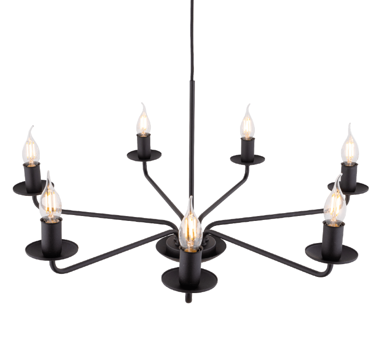 Rustykalny, klasyczny żyrandol Limal z siedmioma ramionami w stylu świecznikowym