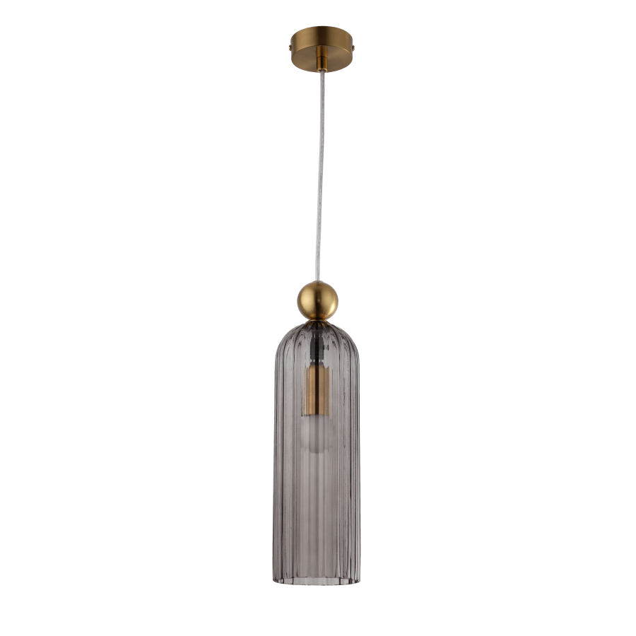 Wisząca lampa Piega 1 z dymionym, ryflowanym kloszem