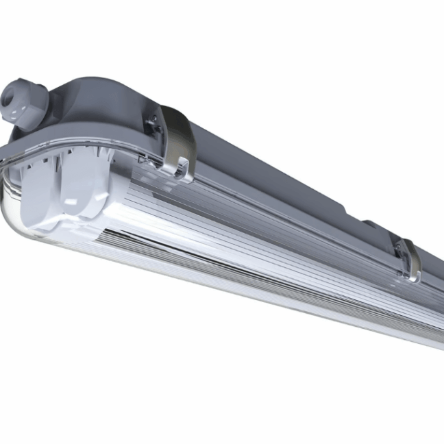 Przemysłowa lampa LED Works IP65 o mocy 2x24W, strumieniu świetlnym 4220 lm, barwie światła 4000K i długości 155 cm