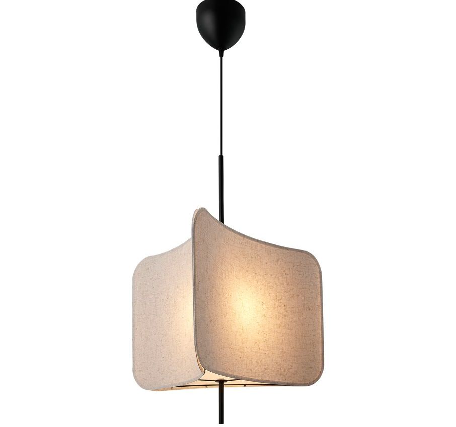 Wisząca lampa Tinto z beżowym, trójkątnym abażurem