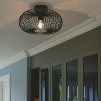 Lampa sufitowa Beroni z drucianym kloszem w formie kinkietu