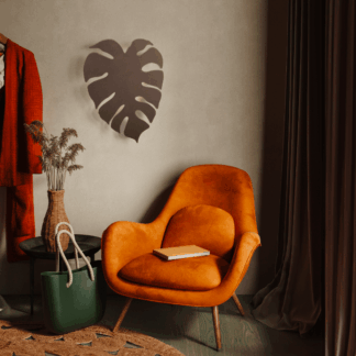 Brązowa lampa ścienna w kształcie liścia Monstery XL