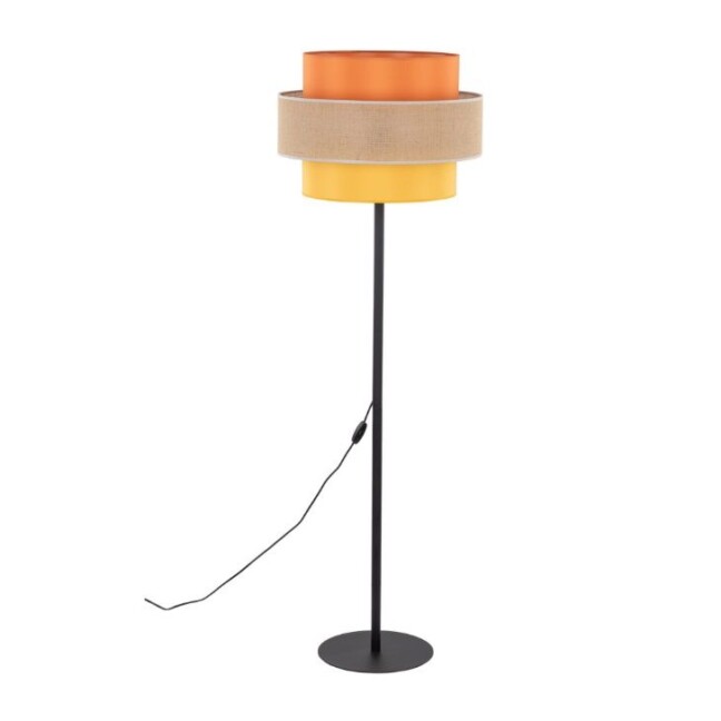Stojąca lampa Trio Juta z abażurami w odcieniach beżu, żółci i pomarańczu