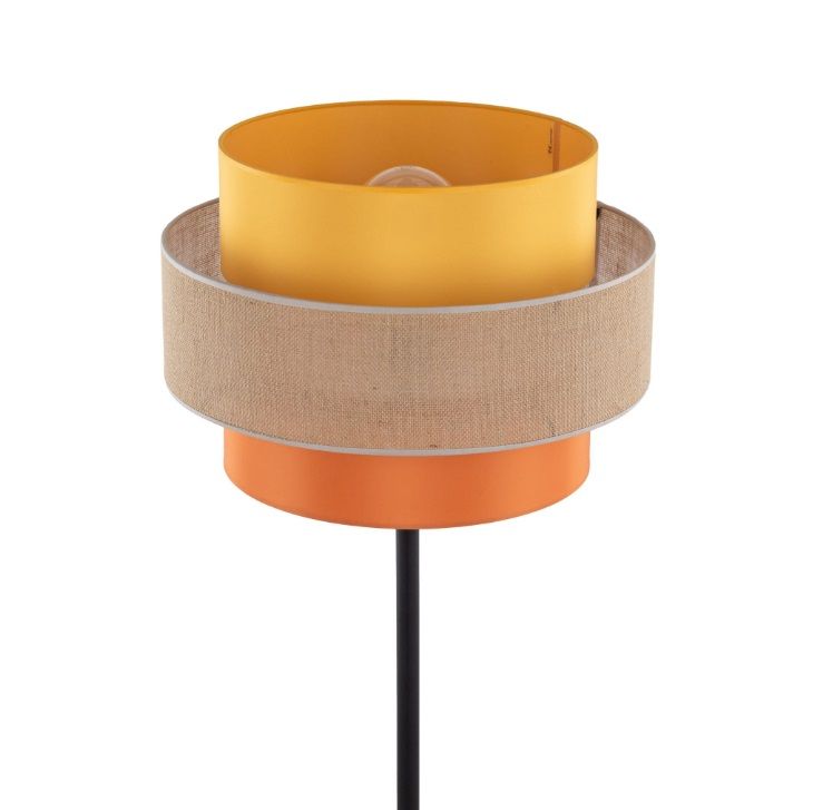 Stojąca lampa Trio Juta z abażurami w odcieniach beżu, żółci i pomarańczu