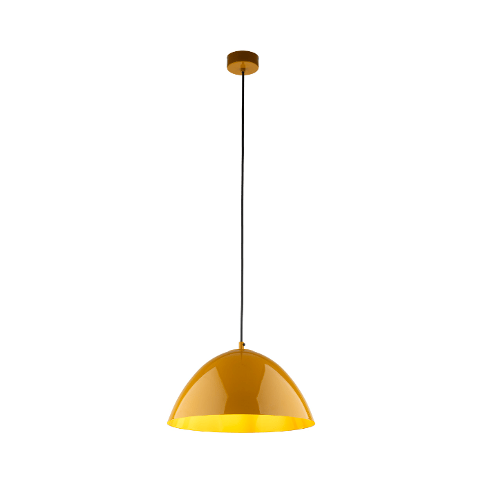 Żółta, wisząca lampa retro Faro o średnicy 33 cm