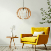 Stylowa wisząca lampa boho Venus Wood L w kształcie drewnianej kuli