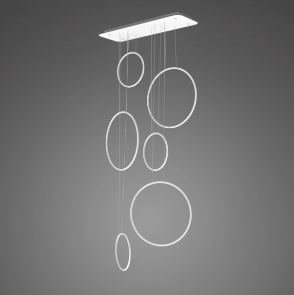 Wisząca lampa na antresolę Okręgi No. 8 – 6 pierścieni, 4000K, z funkcją ściemniania