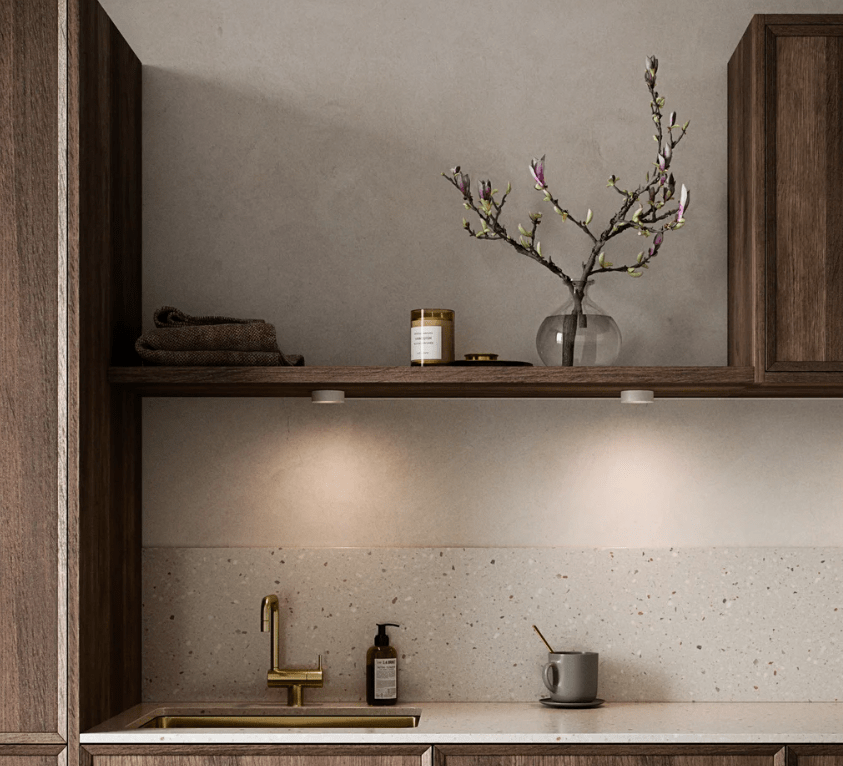 Zestaw 3 białych lampek podszafkowych LED Kitchenio o mocy 2W i jasności 170 lm