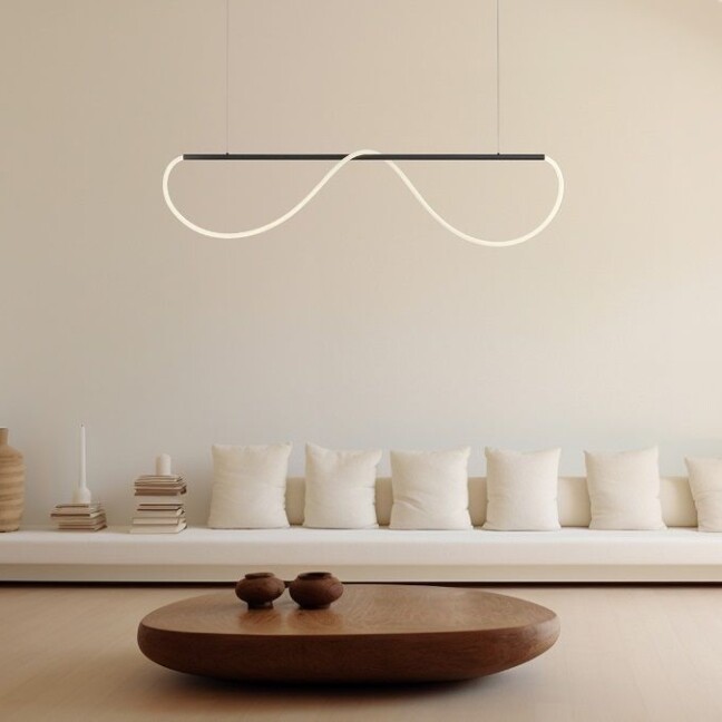 Nowoczesna lampa wisząca LED Meleca M z czarną listwą i regulacją barwy światła CCT