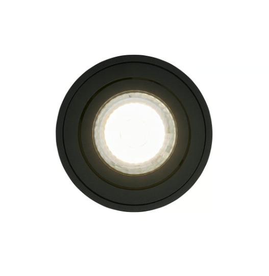 Regulowany sufitowy spot Sabonis w czarnym kolorze, wykonany z aluminium