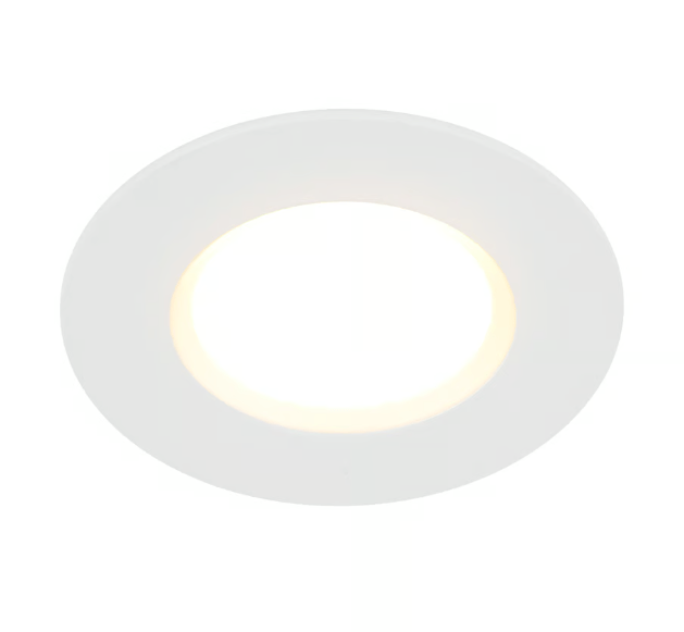 Nowoczesne, płaskie oczko LED Siege o barwie 3000K, strumieniu 345 lm i klasie szczelności IP65