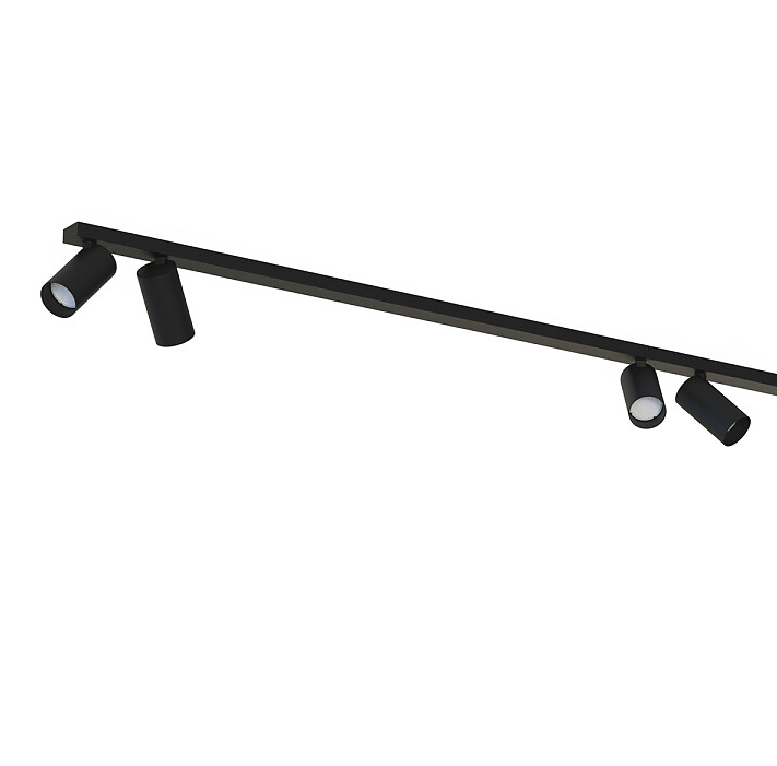 Podłużna czarna sufitowa listwa MONO VI z czterema kloszami