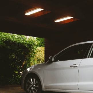 Nowoczesne oświetlenie garażowe LED Burbank z czujnikiem ruchu