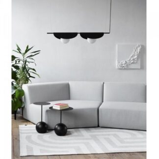 Czarna wisząca lampa Sallo B z dwiema szklanymi kulami w kształcie muszli