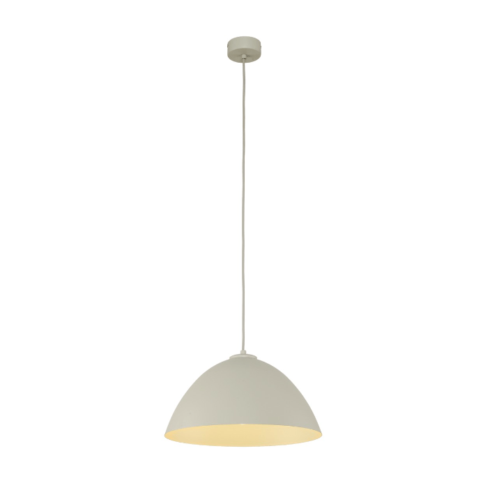 Beżowa, półowalna lampa wisząca Faro inspirowana stylem wabi-sabi